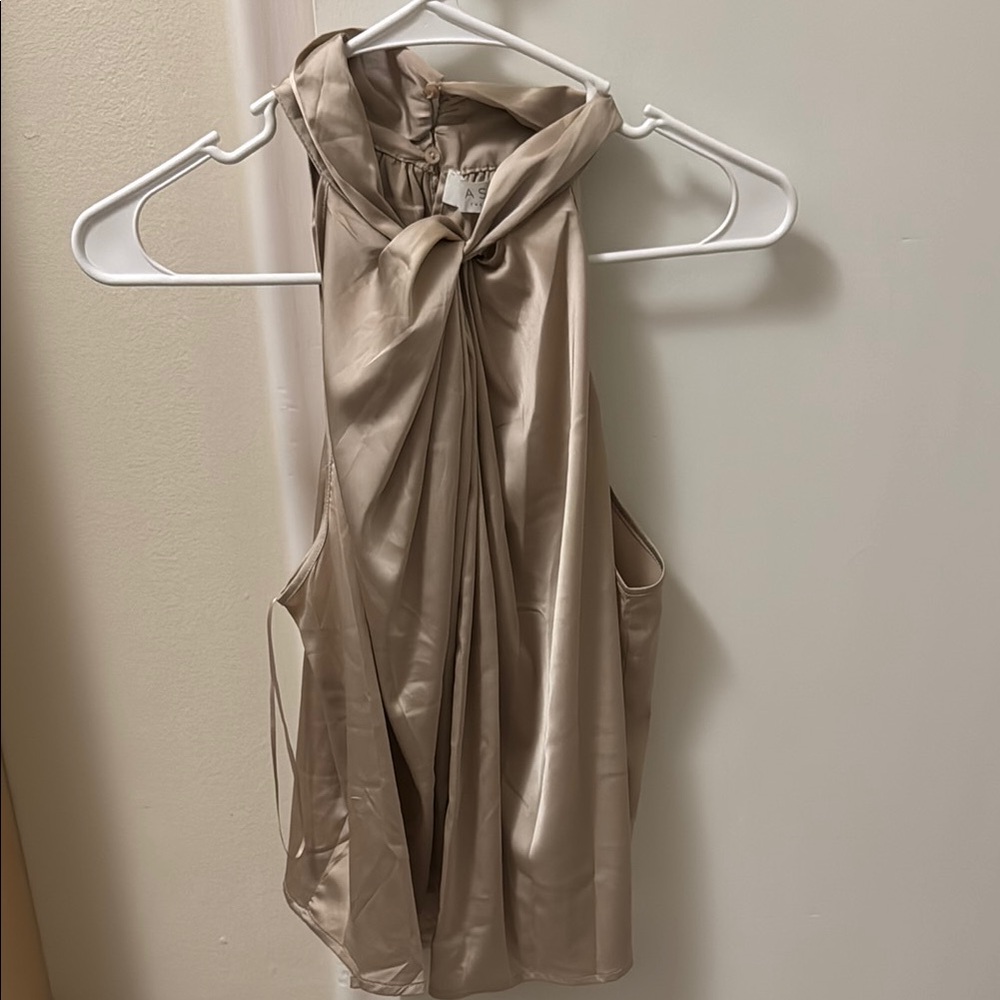 Astr Satin Tan Tank Top
